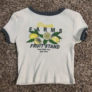 Fresh Farms Graphic Crop Top - White and Gray